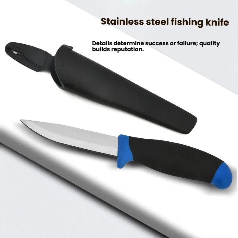 Fish Fillet Knife Stainless Steel Rubber Grip & Sheath