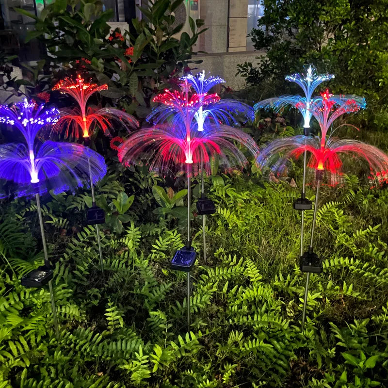 Solar LED Optical Fiber Lamp Jellyfish Five-pointed Star Outdoor