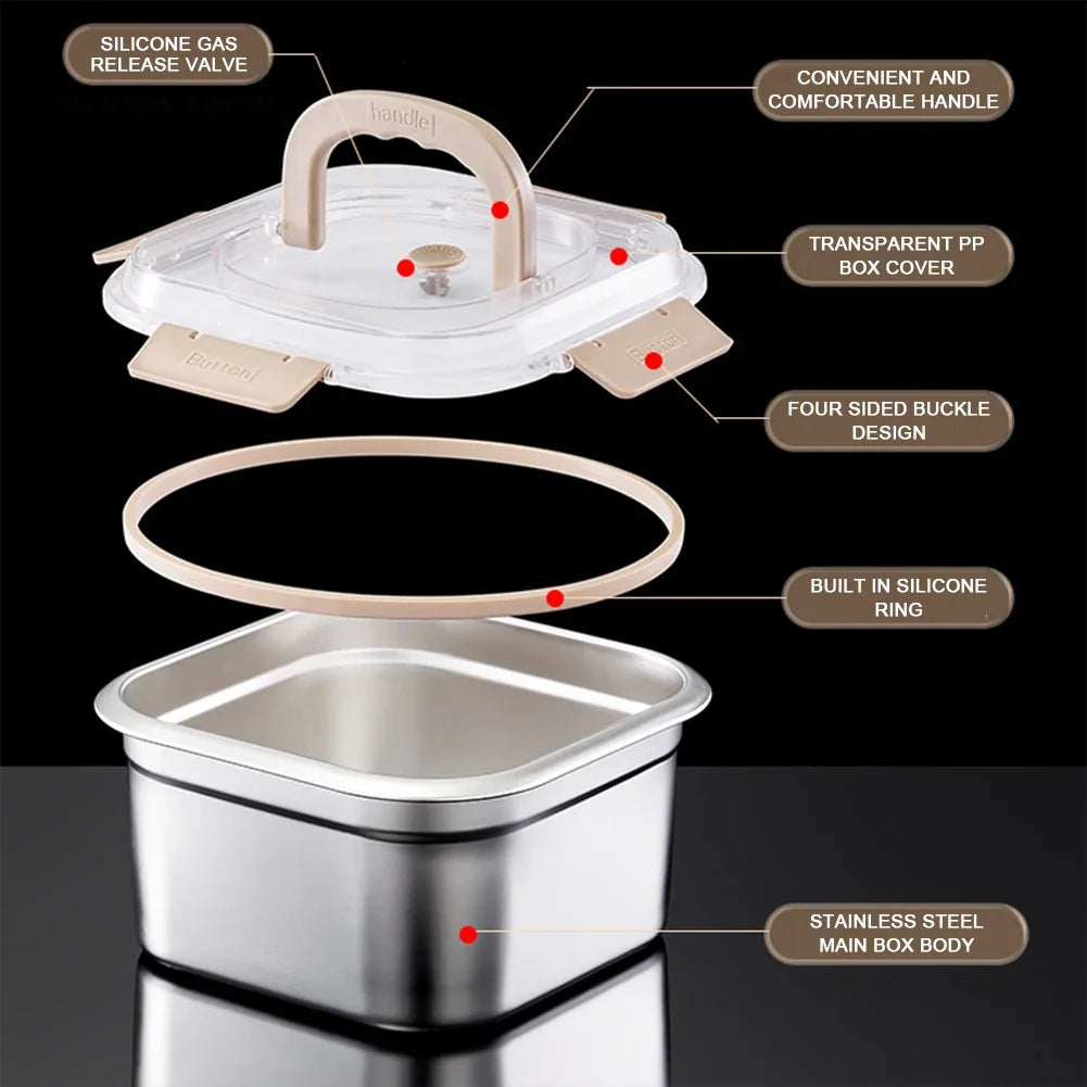 Stainless Steel Leakproof Food Storage Box with Handle
