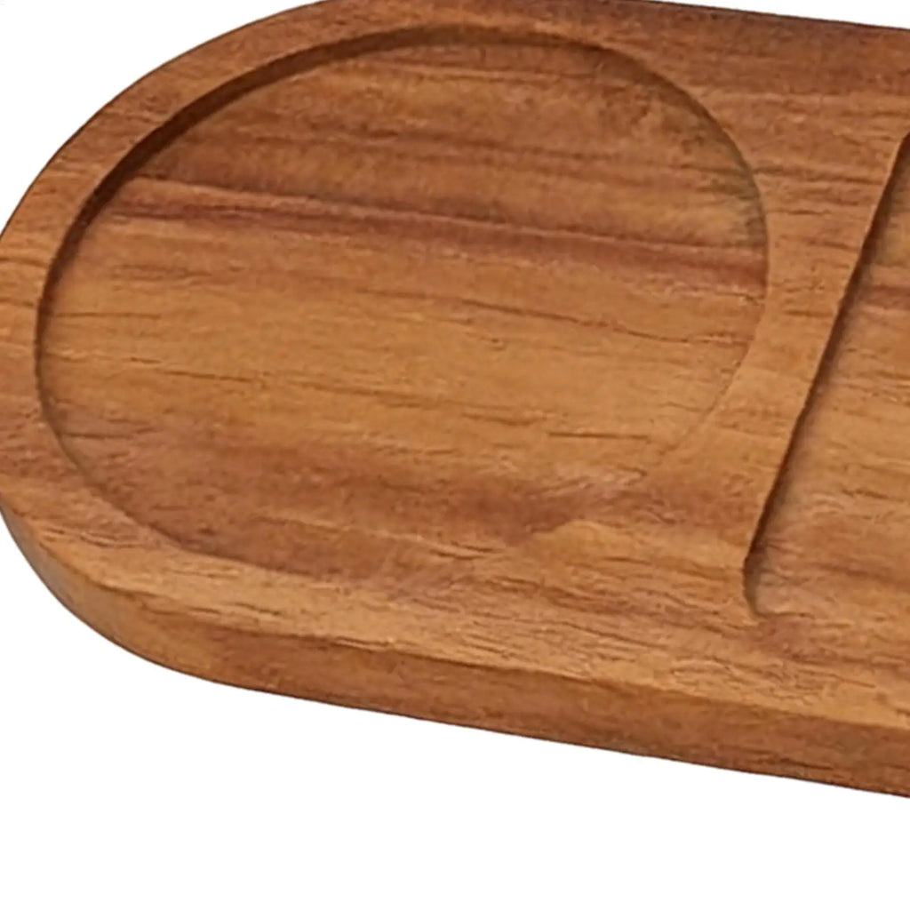 Rustic Wooden Serving Tray | Divided Cup Holder Display