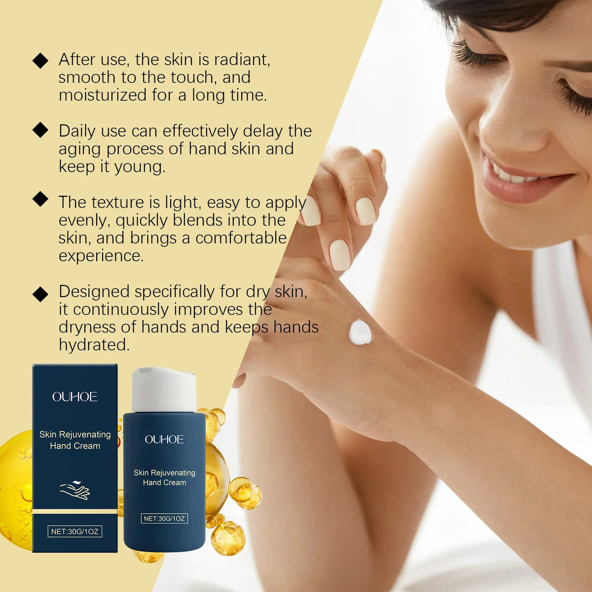 OUHOE Hand Cream – Niacinamide, Retinol & Hyaluronic Acid 30g