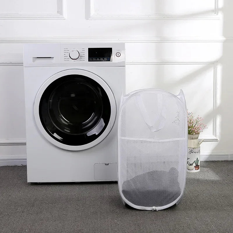 Large Foldable Mesh Laundry Basket – Portable Clothes Hamper