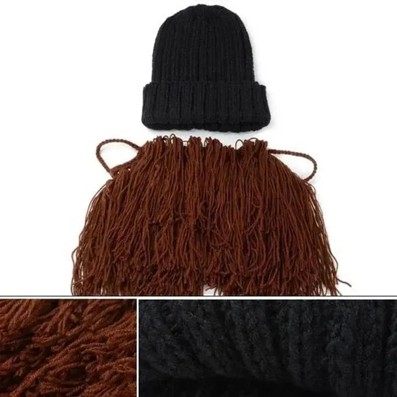 Mustache Beard Knitted Beanie Hat – Funny Party & Cosplay Cap