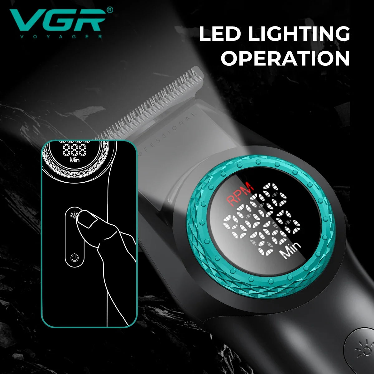 VGR V-977 Cordless Hair Clipper Trimmer | LED, USB, 260-Min Battery