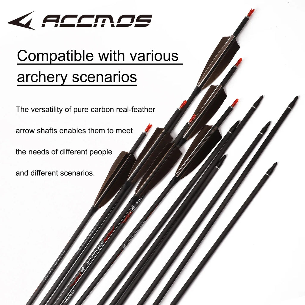 ACCMOS 6 Pure Carbon Arrows ID6 Spine 250 300 350 400 500 600 700 800