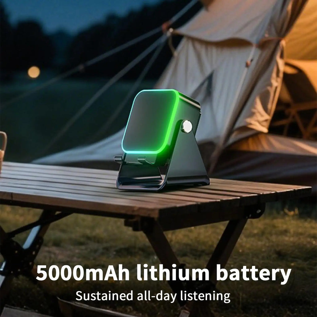 Folding Phone Stand Speaker – 10W Wireless Charging & Light