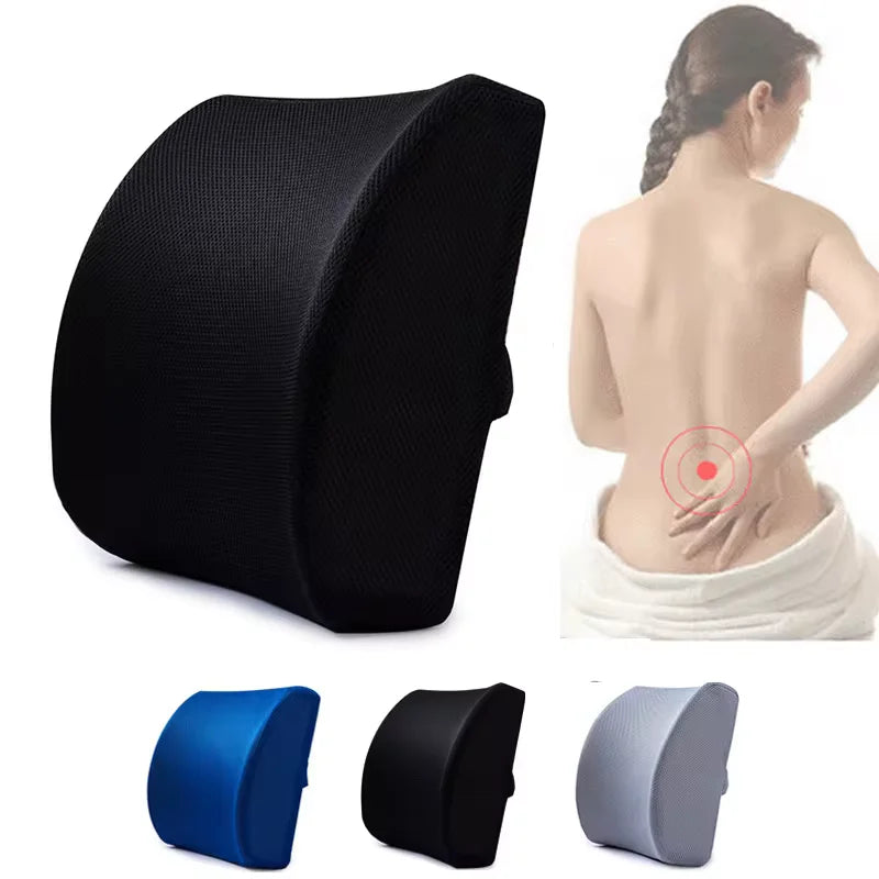 Car Lumbar Support Cushion Memory Foam Waist Pillow 2 Colors Auto