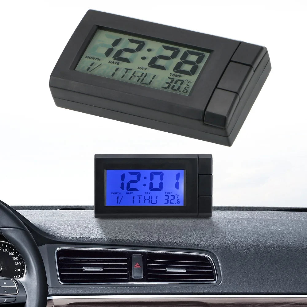 Car LCD Digital Clock – Dashboard Temperature & Date Display