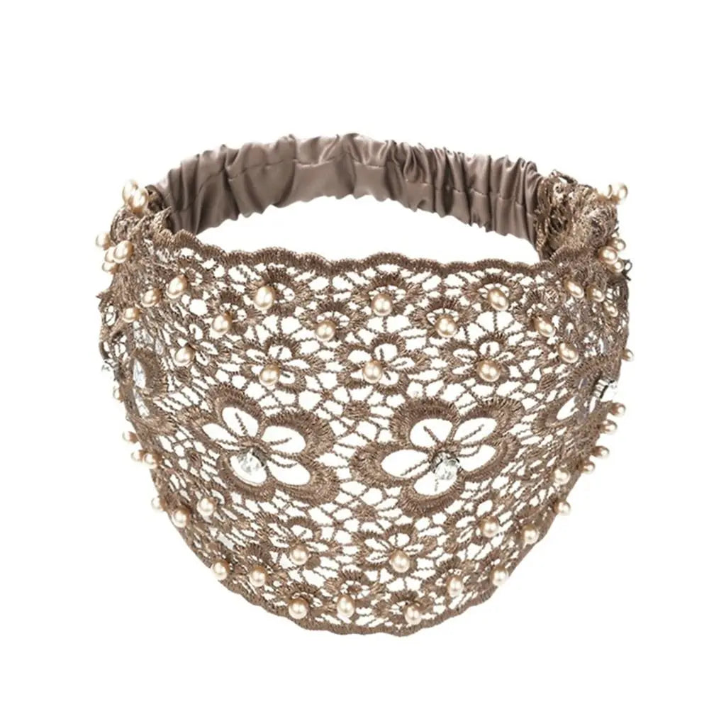 Wide Pearl Lace Headband – Korean Style Hair Hoop for Women