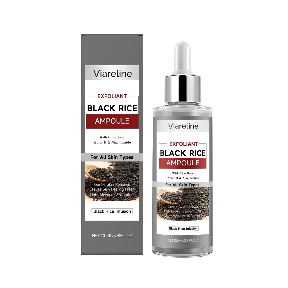 Viareline Black Rice Exfoliating Serum | Pores & Glow 100ml