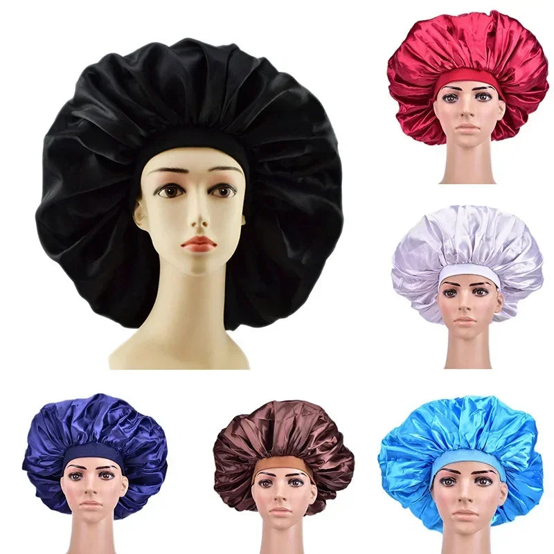 Satin Sleep Bonnet – Silky Oversized Hair Wrap Cap for Women