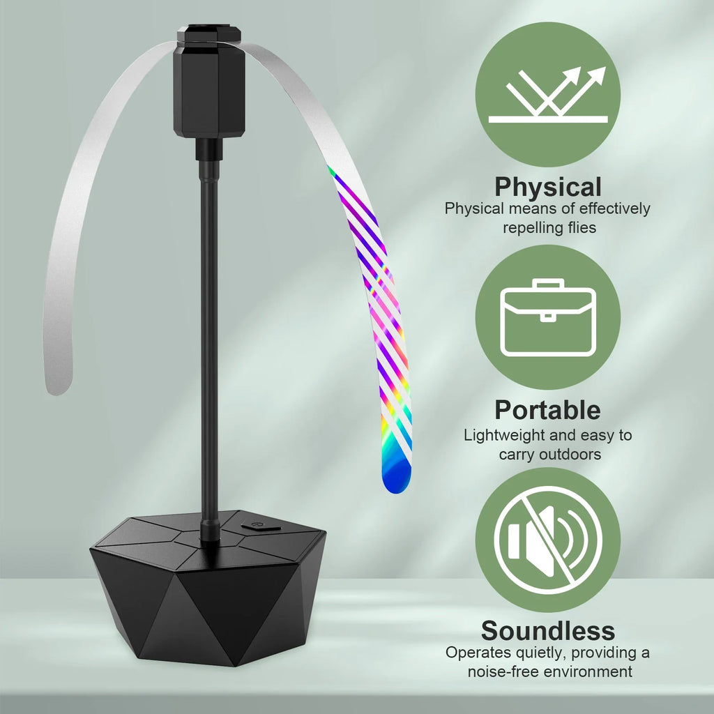 Soundless Fly Repellent Fan – Soft Blades, Hook, BBQ & Picnic