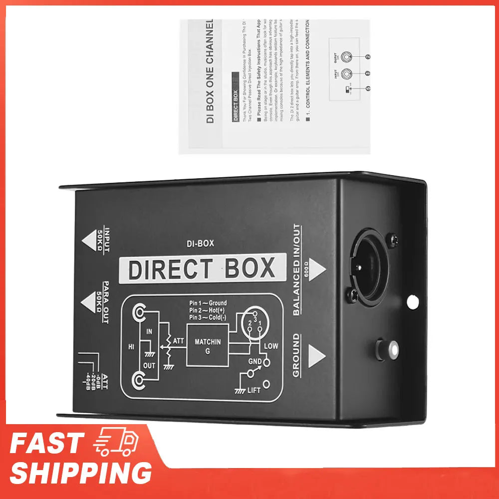 Professional Single Channel Passive DI-Box Direct Injection Audio Box