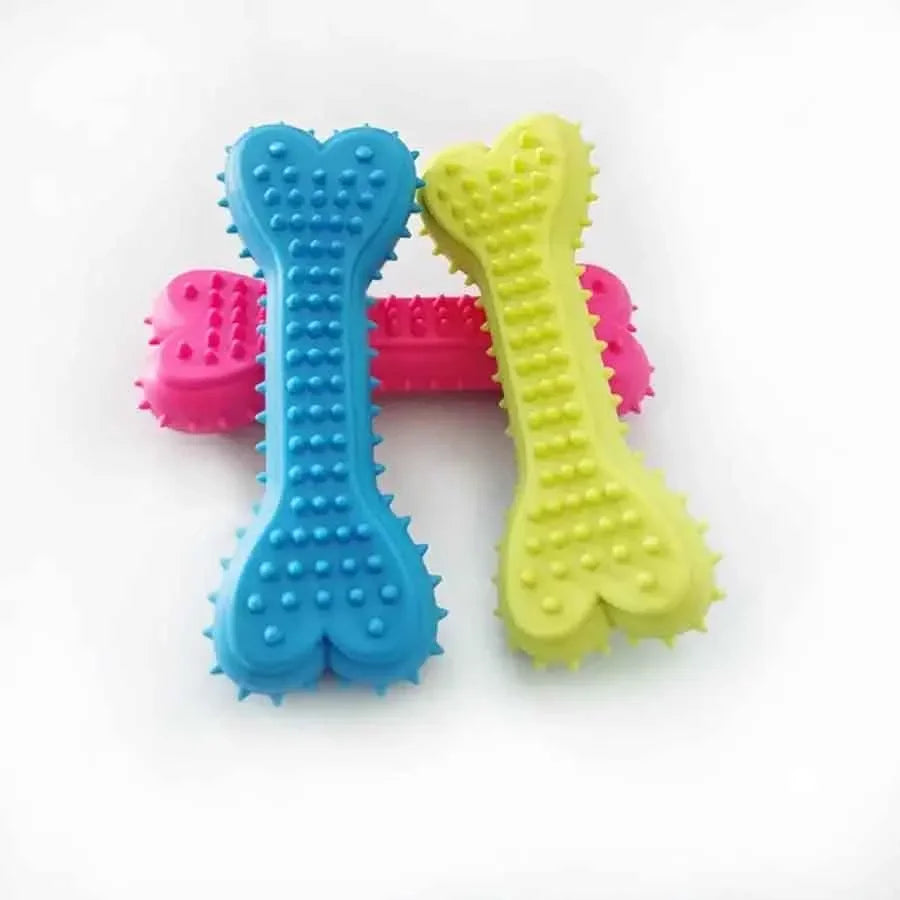 Dog Bone Rubber Chew Toy | Teeth Cleaning & Training Stick
