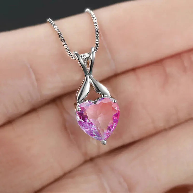 Huitan Heart CZ Pendant Necklace – Women's Fashion Jewelry
