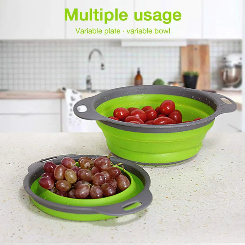 Collapsible Silicone Colander Basket | Fruit & Veggie Strainer