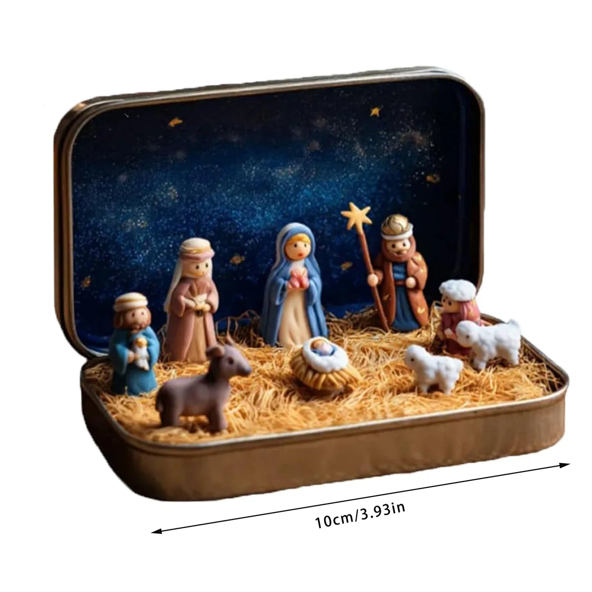 Handmade Wooden Christmas Nativity Scene Box Ornament | Xmas