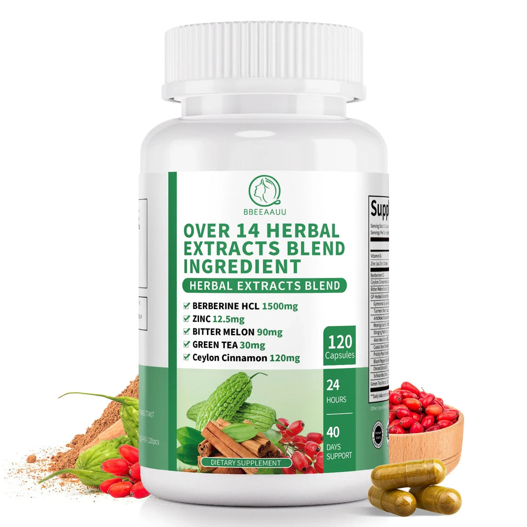 BBEEAAUU Berberine HCL 1500mg – Liver, Gut & Immunity Support with Cinnamon & Bitter Gourd