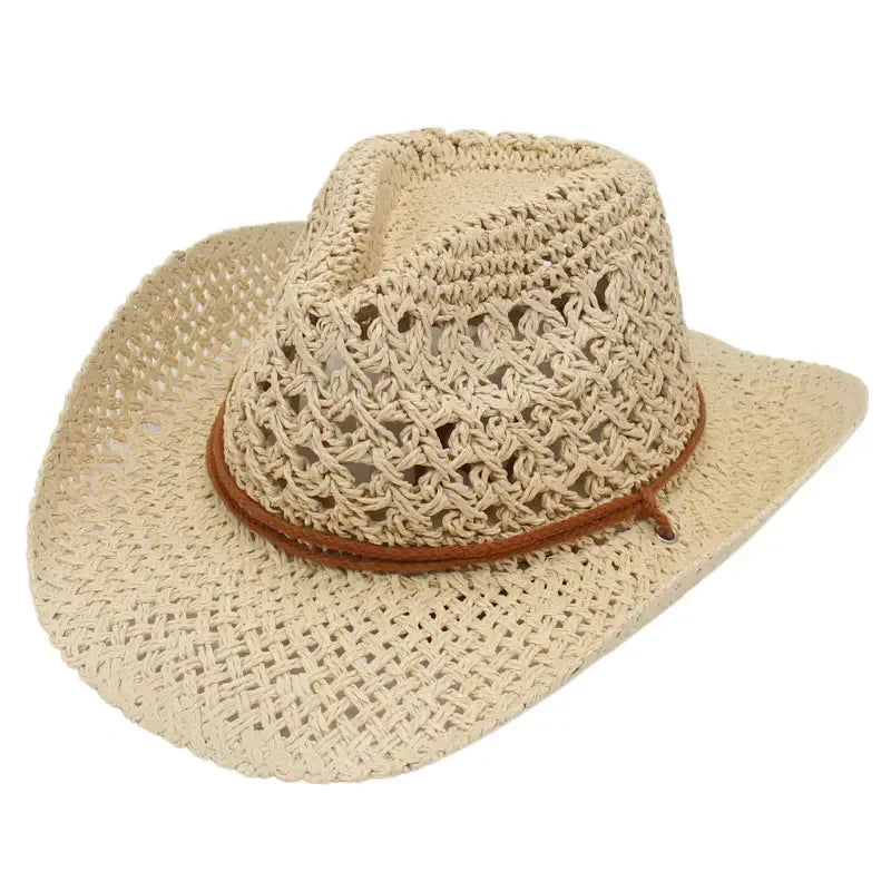 Women's Foldable Straw Cowboy Hat | Wide Brim Beach Sun Hat
