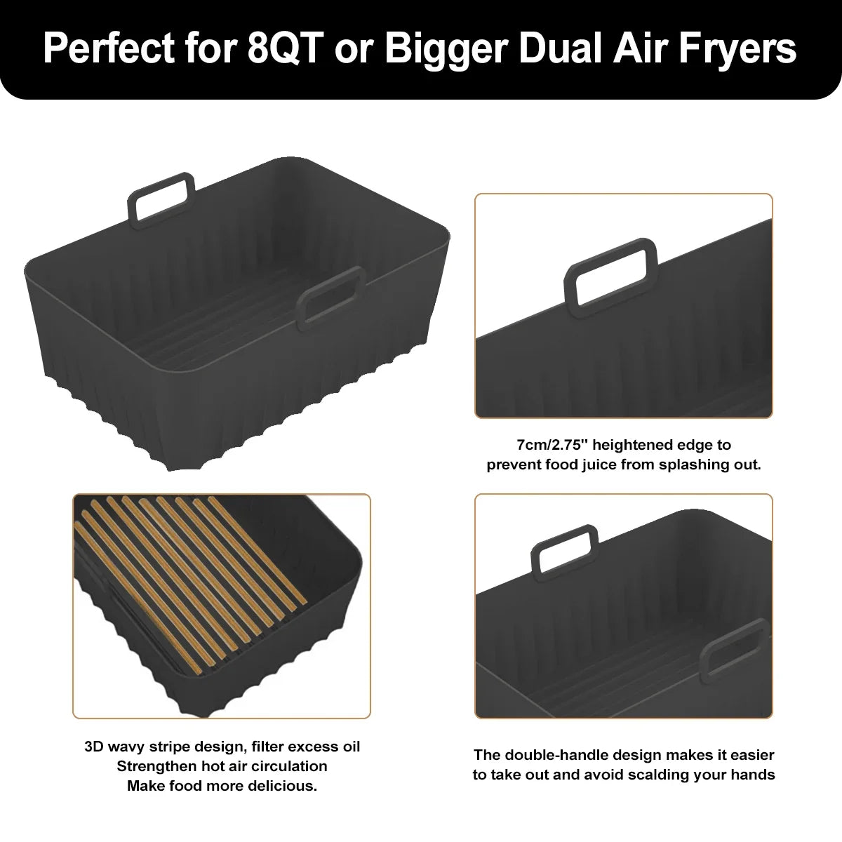 Leeseph Air Fryer Silicone Liners Reusable Non-stick Pot Oven Liner