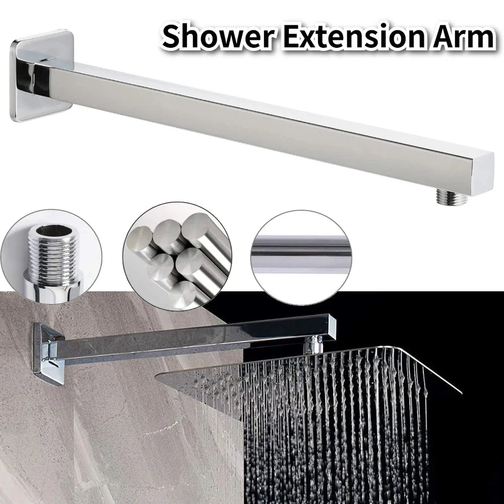 Stainless Steel Shower Extension Arm | Wall-Mounted 30/40cm