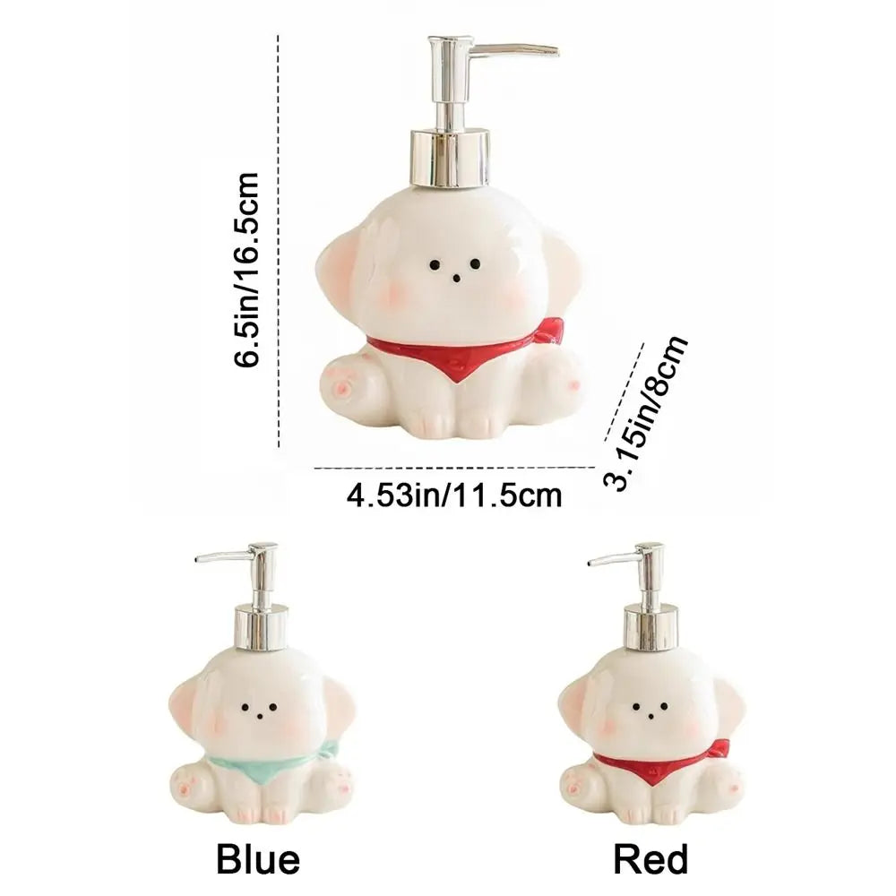 Cute Dog Ceramic Soap Dispenser | Bathroom Pump Bottle