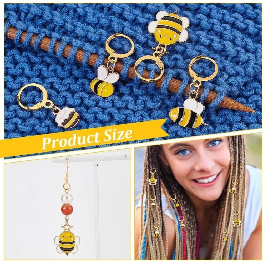 24 Pcs Bee Enamel Locking Stitch Markers for Knitting & Crochet