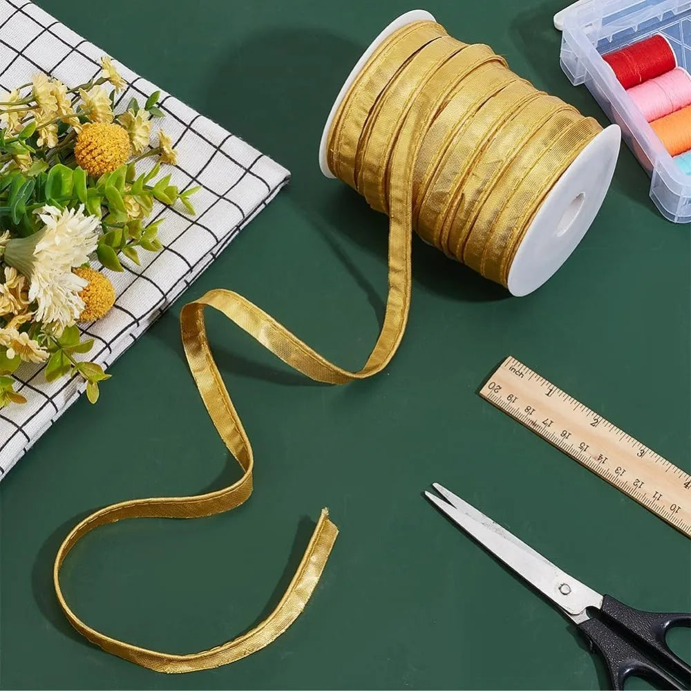 Gold Piping Bias Tape 54 Yards – 12mm Polyester Upholstery Trim