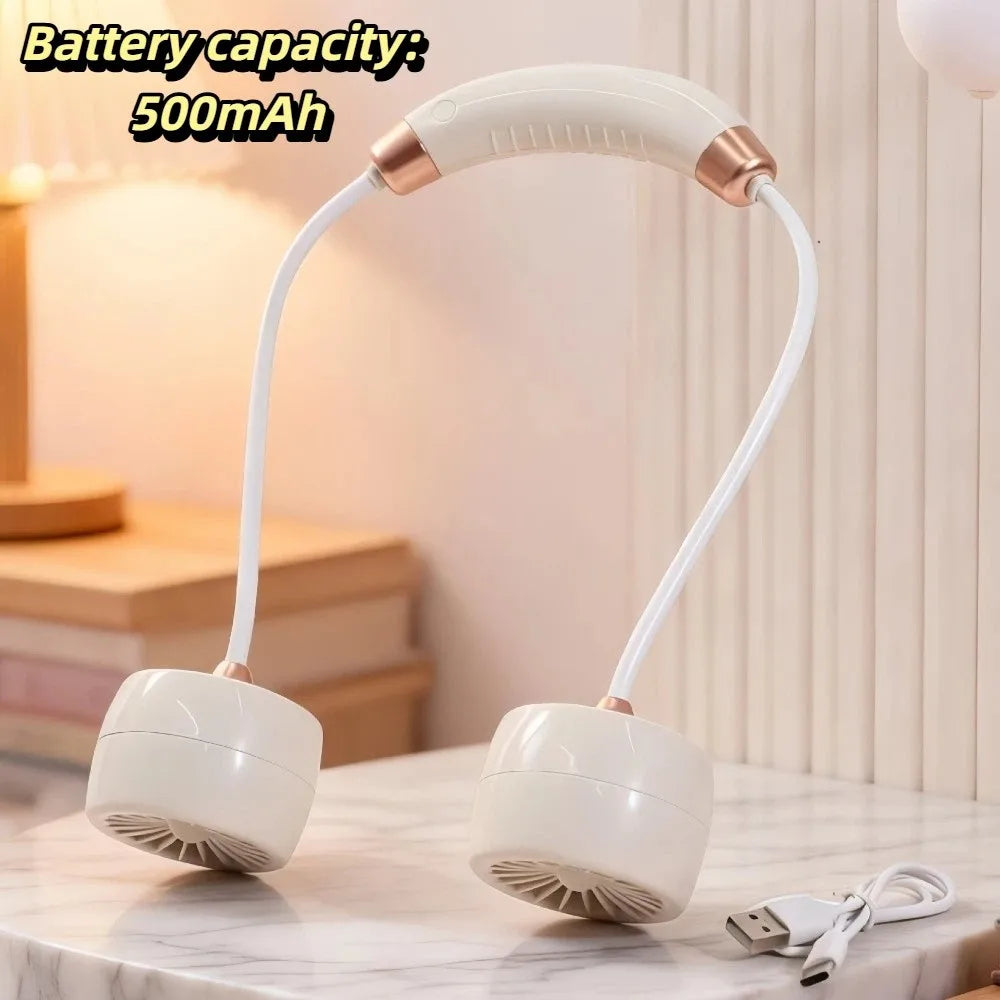 Wearable Neck Fan – Foldable Rechargeable Turbine Cooling Fan