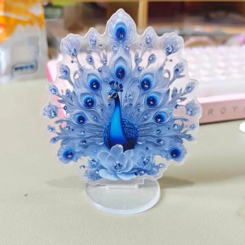 10cm Plastic Peacock Figurine – Desktop Decor & Gift Ornament