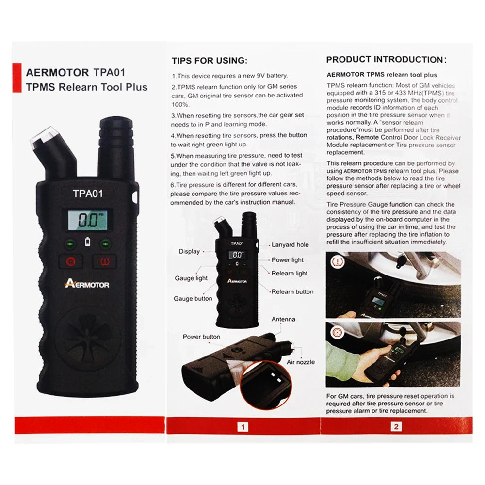 2-in-1 TPMS Reset Tool & Digital Tire Pressure Gauge | TPA01