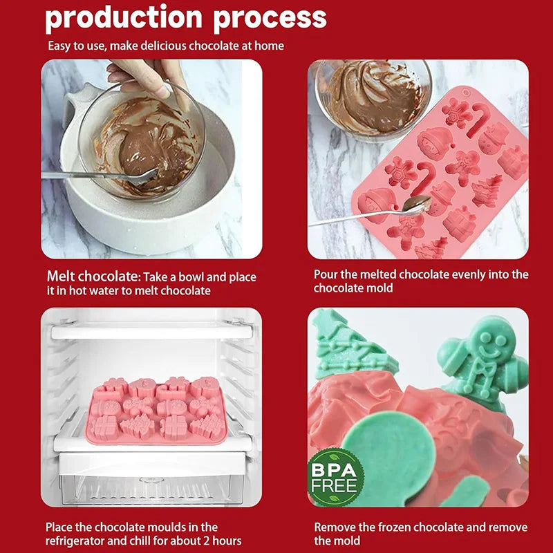 Christmas Silicone Chocolate Molds – Snowman, Santa & More