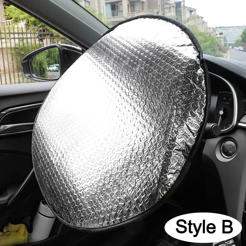 Car Steering Wheel Sun Shade Double Thick Protection Foldable Anti-uv