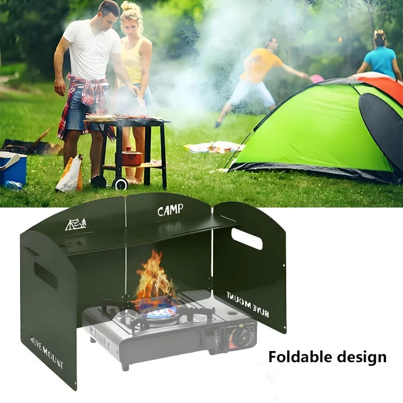 4-Sided Camping Windbreak Screen | Foldable with Spice Shelf