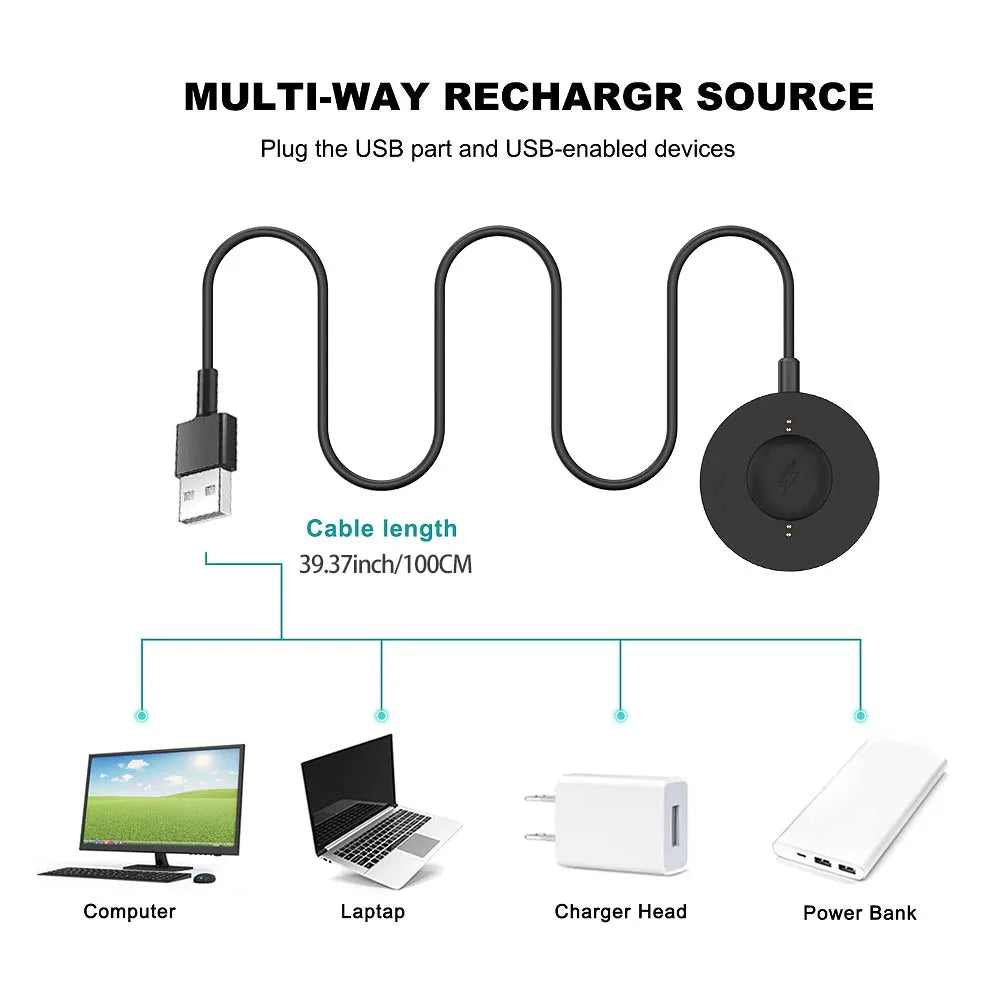 1M USB Charger Cable for Fossil Gen 6/5/4/SE Sport & Emporio Armani