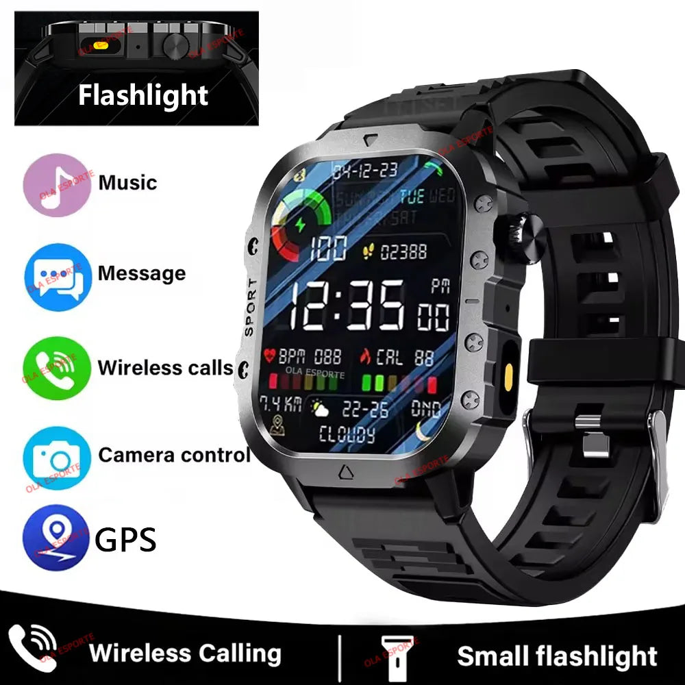 2026 Android Military Smart Watch Men IP67 3ATM Outdoor Sports