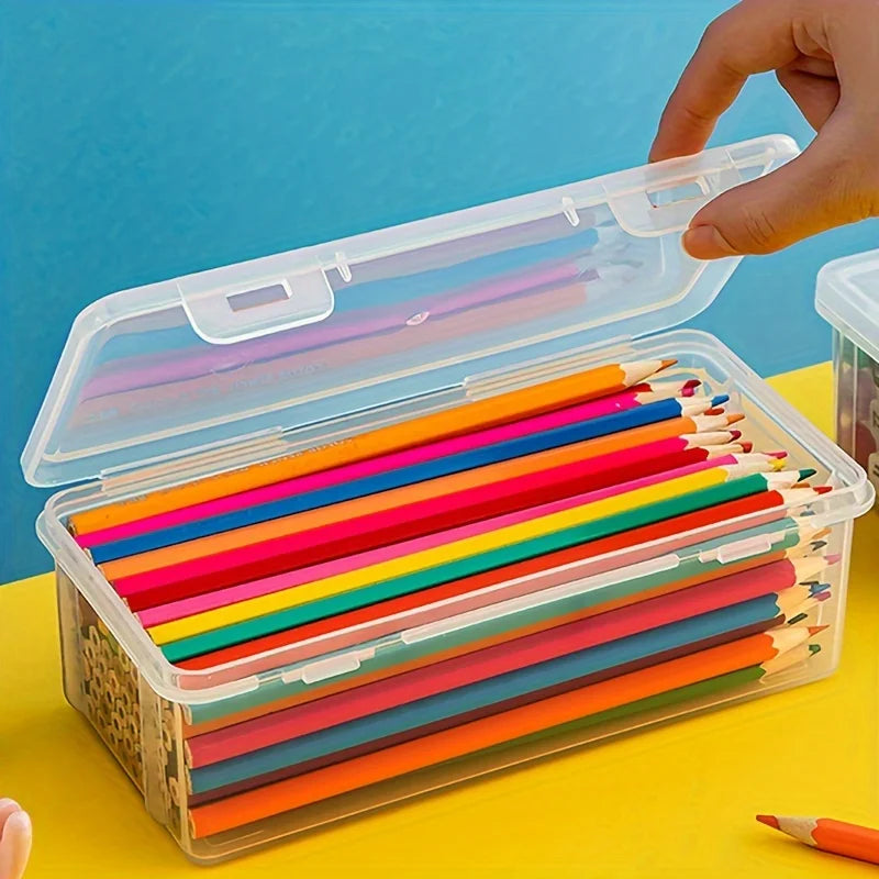 2 Large Capacity Office Transparent Plastic Storage Box Portable Can