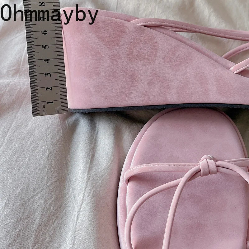 Women's Platform Wedge Slippers – Leopard Clip Toe Slides