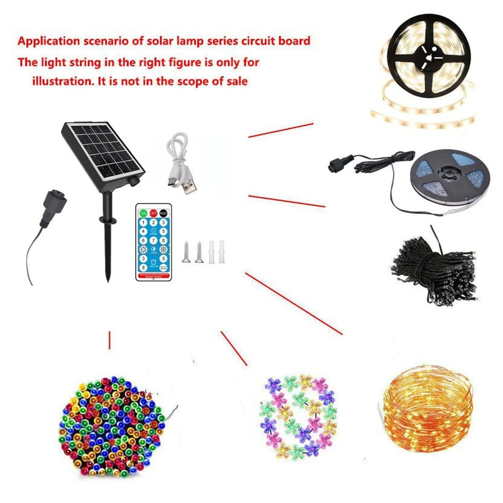 Solar String Light Control Box 5M Remote IP65 Waterproof 4 5V Input