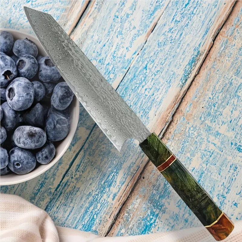 Damascus Nakiri Chef Knife – 67-Layer VG10 Steel | 8 Inch