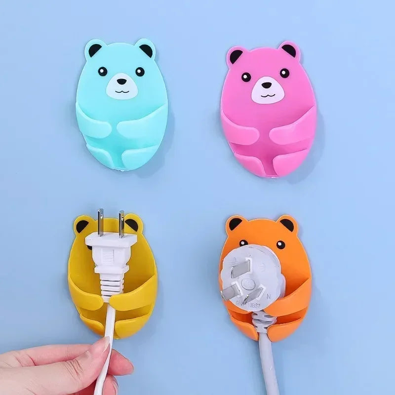 Bear Shaped Adhesive Wall Hooks – No-Drill Plug & Cord Organizer