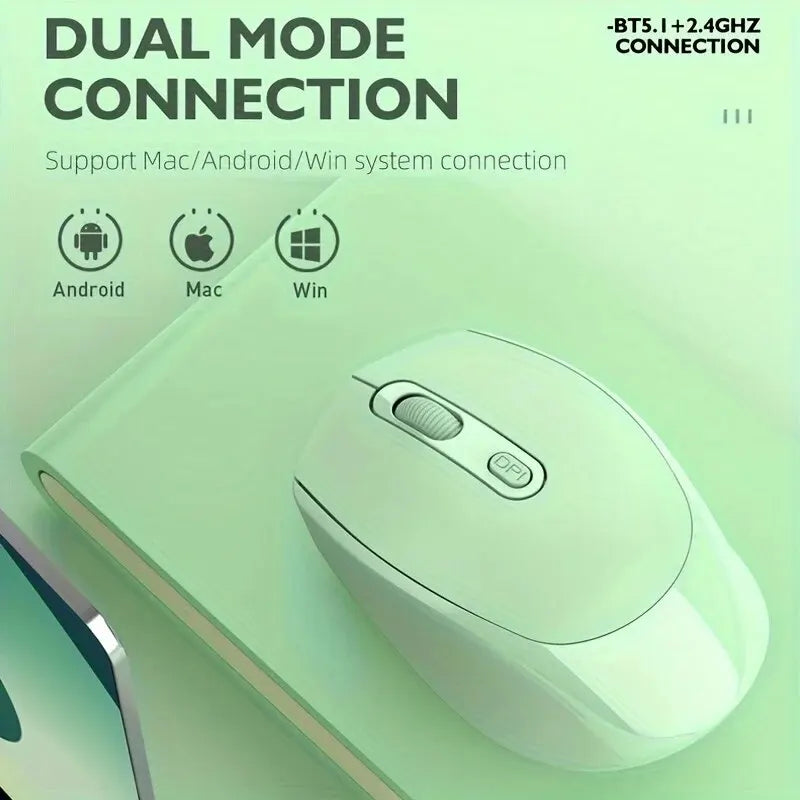 Rechargeable Dual Mode Wireless BT Mouse Bluetooth 5 2+USB Receiver