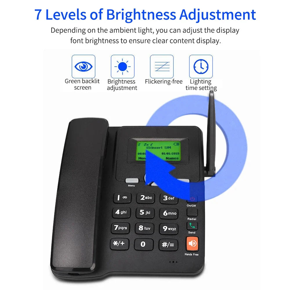 2G Fixed Wireless Desktop Phone | Dual SIM, Radio & Alarm Clock