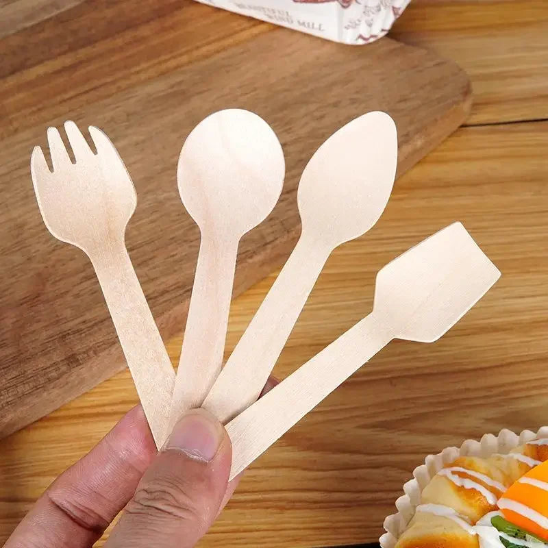 Disposable Wooden Cutlery Set 50/100pcs | Eco-Friendly Utensils