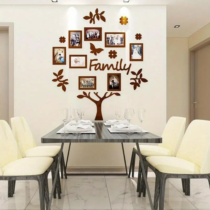 3D Tree Wall Sticker with Acrylic Photo Frames | Home Decor