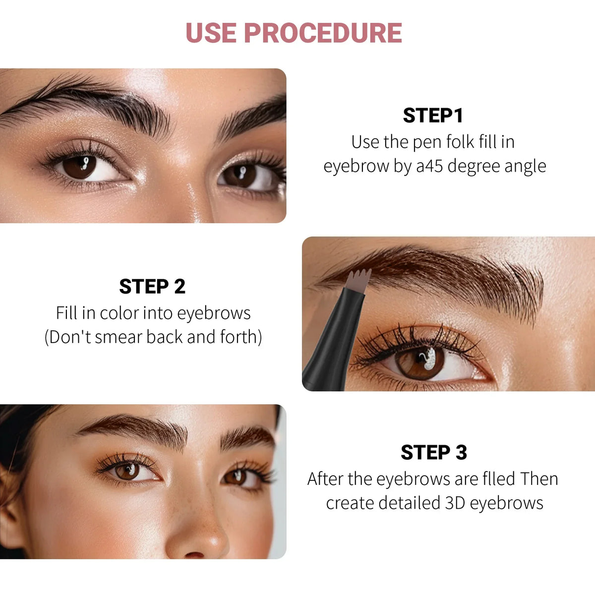 QIC Waterproof Microblading Eyebrow Pen | 4-Tip, 6 Colors