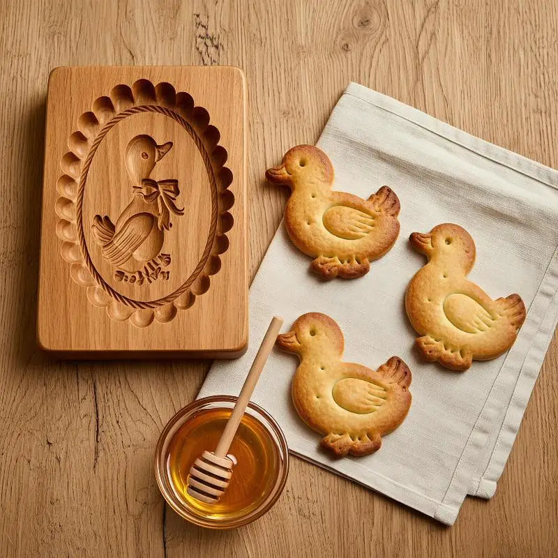 3D Wooden Animal Cookie Molds – Bird, Horse & Hedgehog