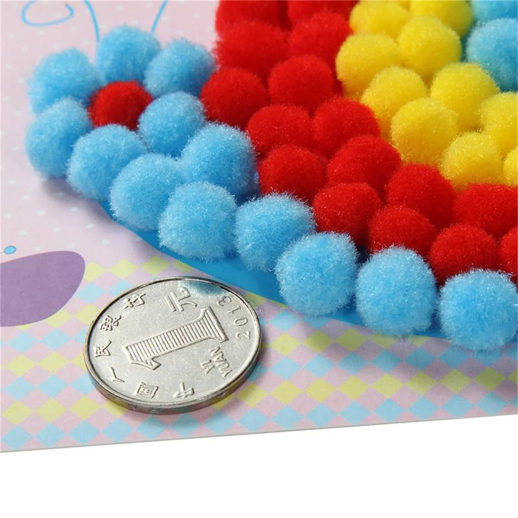 Kids Plush Ball Painting Sticker DIY Craft Kit – 2 Pcs Set
