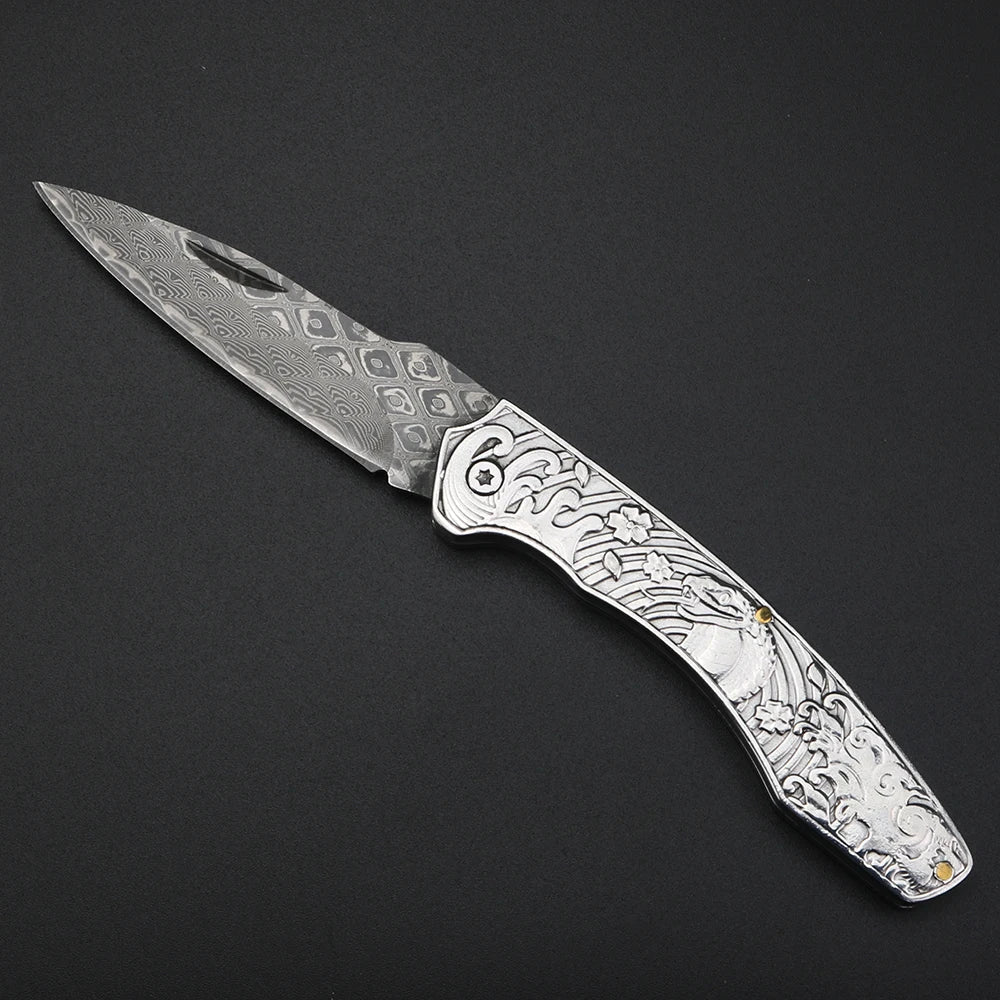 XUAN FENG Damascus Steel Folding Knife – 58-61 HRC Pocket EDC