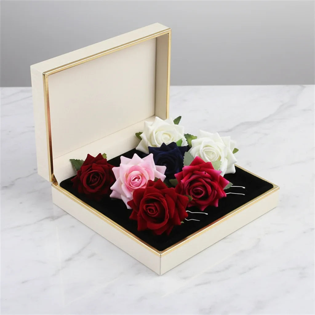Silk Rose U-Shape Hair Fork | Bridal Floral Hair Accessory